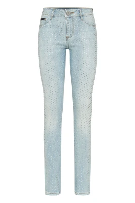 Denim Jegging Fit Byxor Strass
