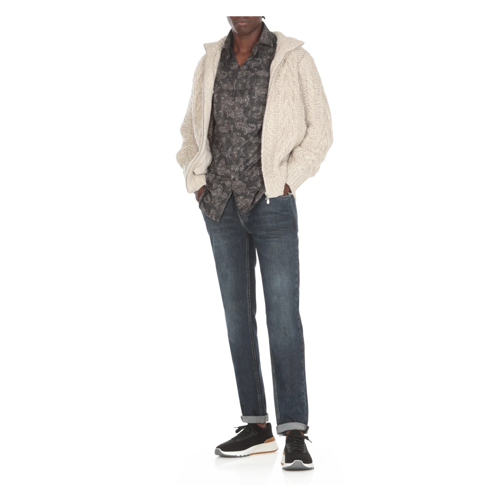 BRUNELLO CUCINELLI Blauw Paisley Katoenen Overhemd Blue Heren