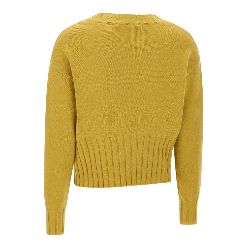 Kaos Mosterd Wol Kasjmier Trui Yellow Dames
