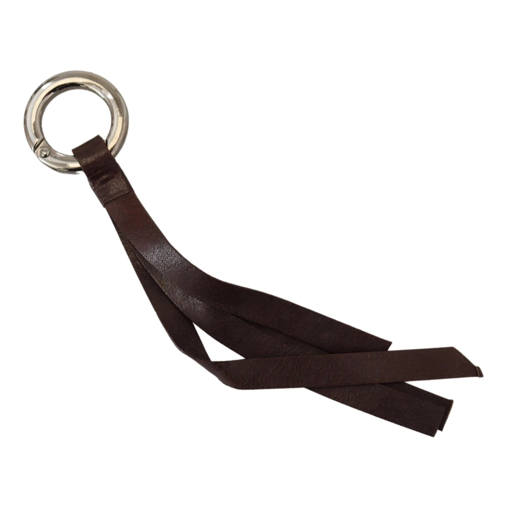Costume National Women's Brown Keychains, One Size, Leather Keychain With Brass Accents