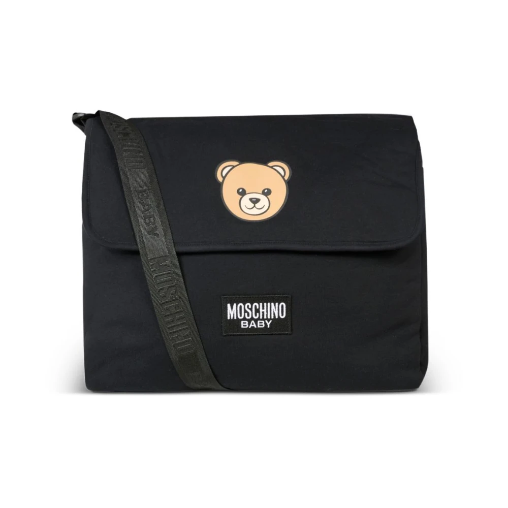 Moschino Unisex Zwart Home One Size, Katoen, Teddy Appliqué Luiertas