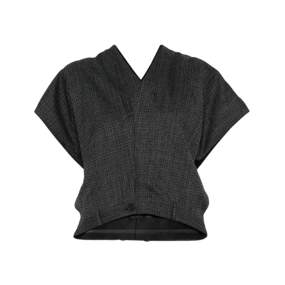 Balenciaga Zwart Wol Ruitpatroon Maatwerk Broek Black Dames