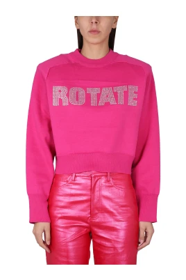 Firm Knitted Rhinestone Logo Jumper