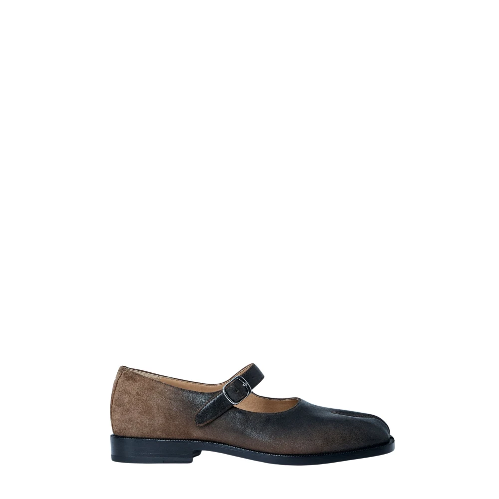 Maison Margiela Donna Marrone Tabi Mary Jane Leather Flats