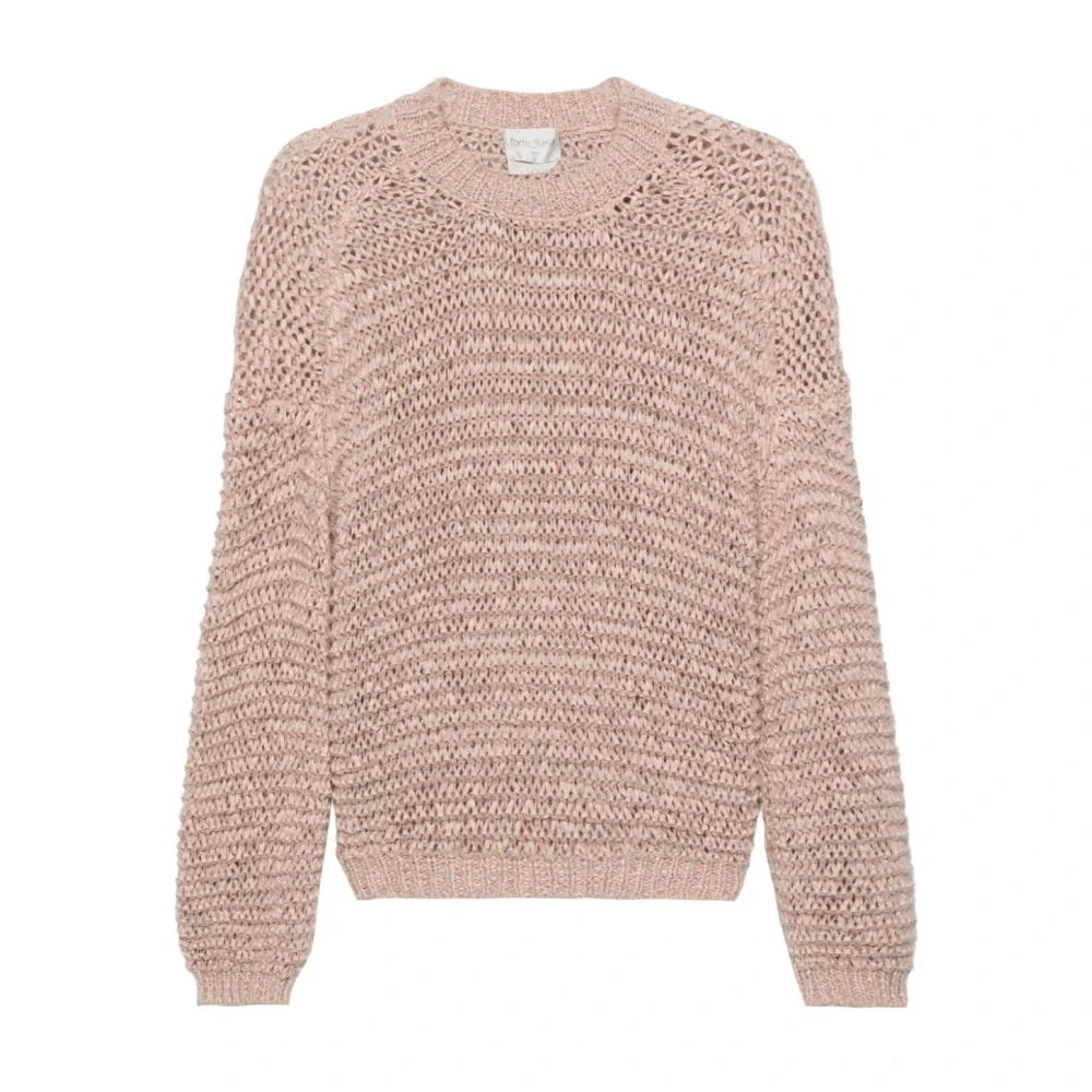 Forte Lichtbeige Gebreide Trui Pink Dames