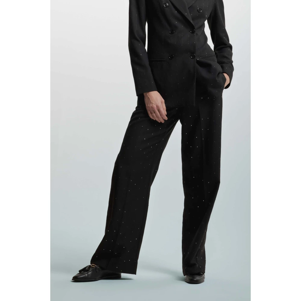 Kocca Rhinestone Straight Leg Trousers Black Dames