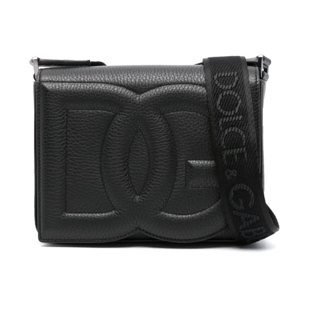 Dolce & Gabbana Zwarte Schoudertas met Logo In Reliëf Black Heren