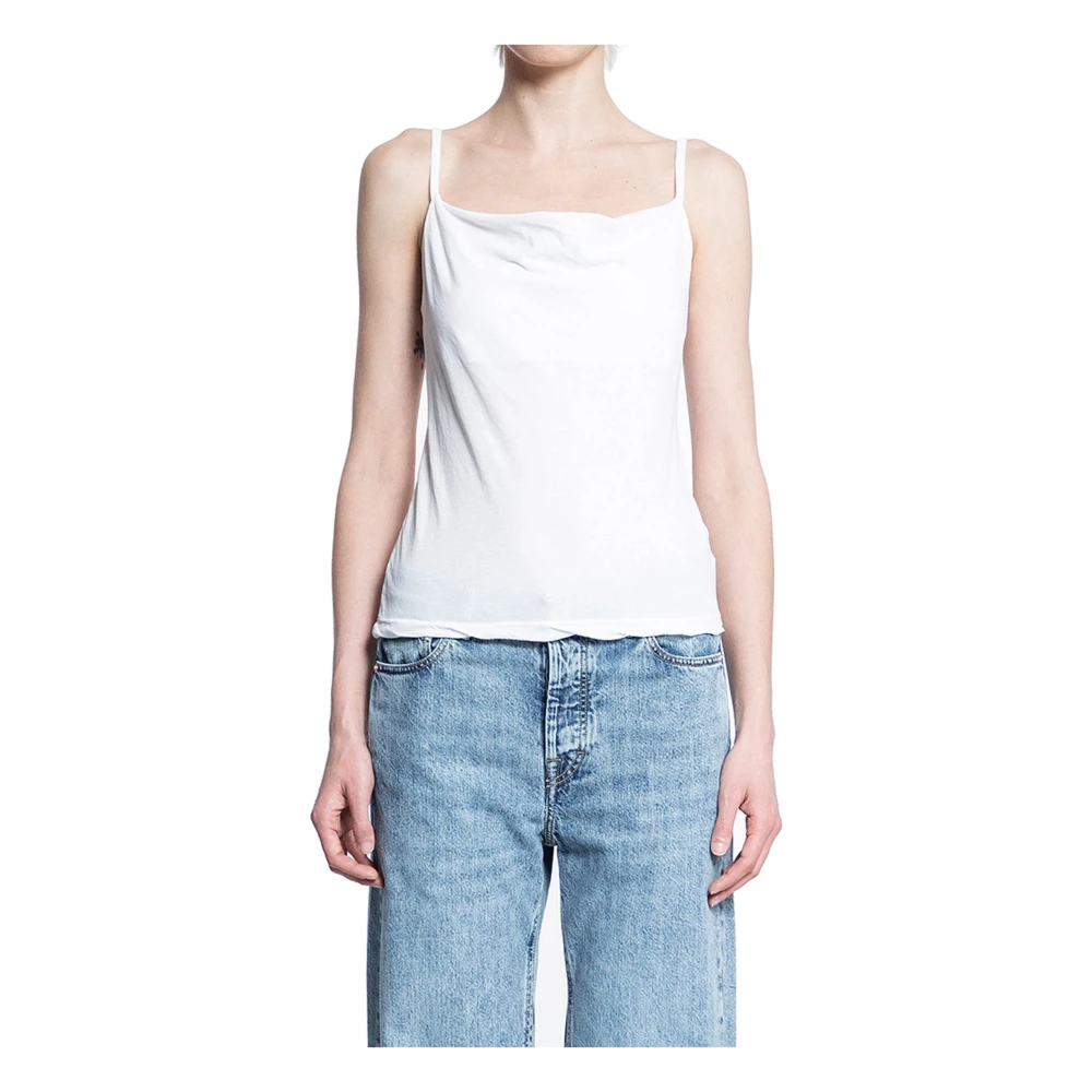 James Perse Katoenen Jersey Camisole Cowl Neck White Dames