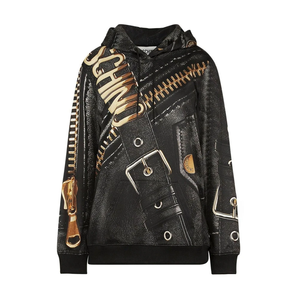 Moschino Women's Black Hoodies, 2XS, Marco Biker Hooded Sweatshirt