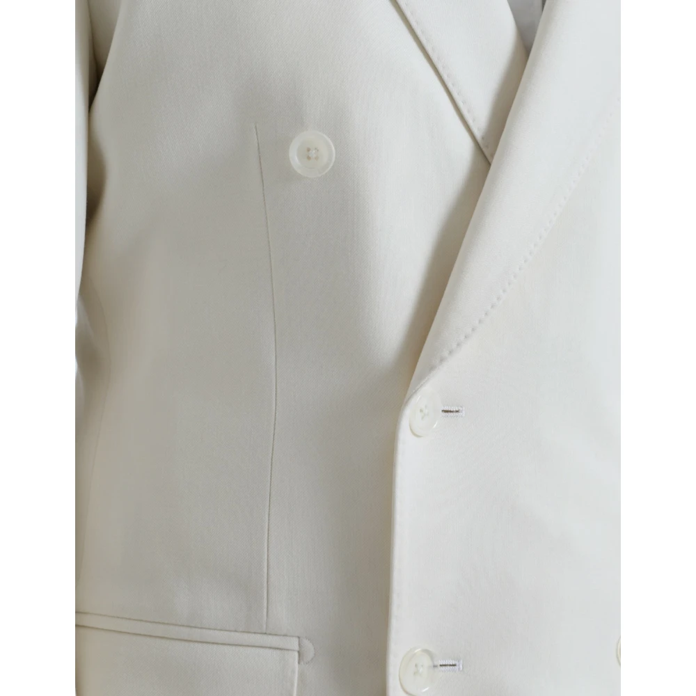 Dolce & Gabbana Witte Wollen Blazer Martini Dubbele Breasted White Heren