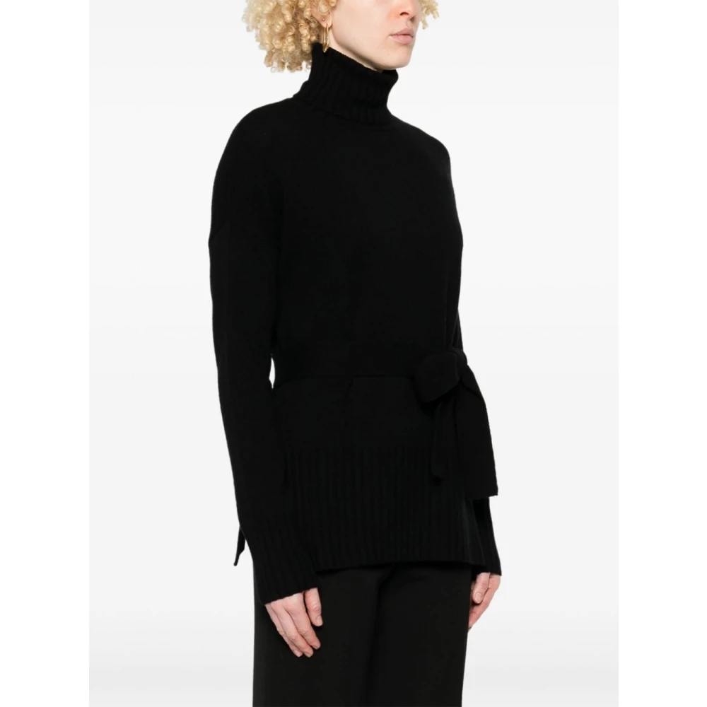 Wild Cashmere Zwarte Wol-Kasjmier Coltrui Sweater Black Dames