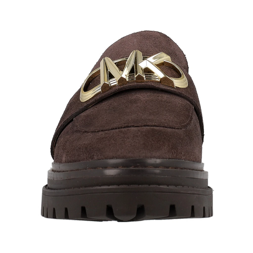 Michael Kors Chocolade Leren Mocassins met 4cm Rubberen Zool Brown Dames