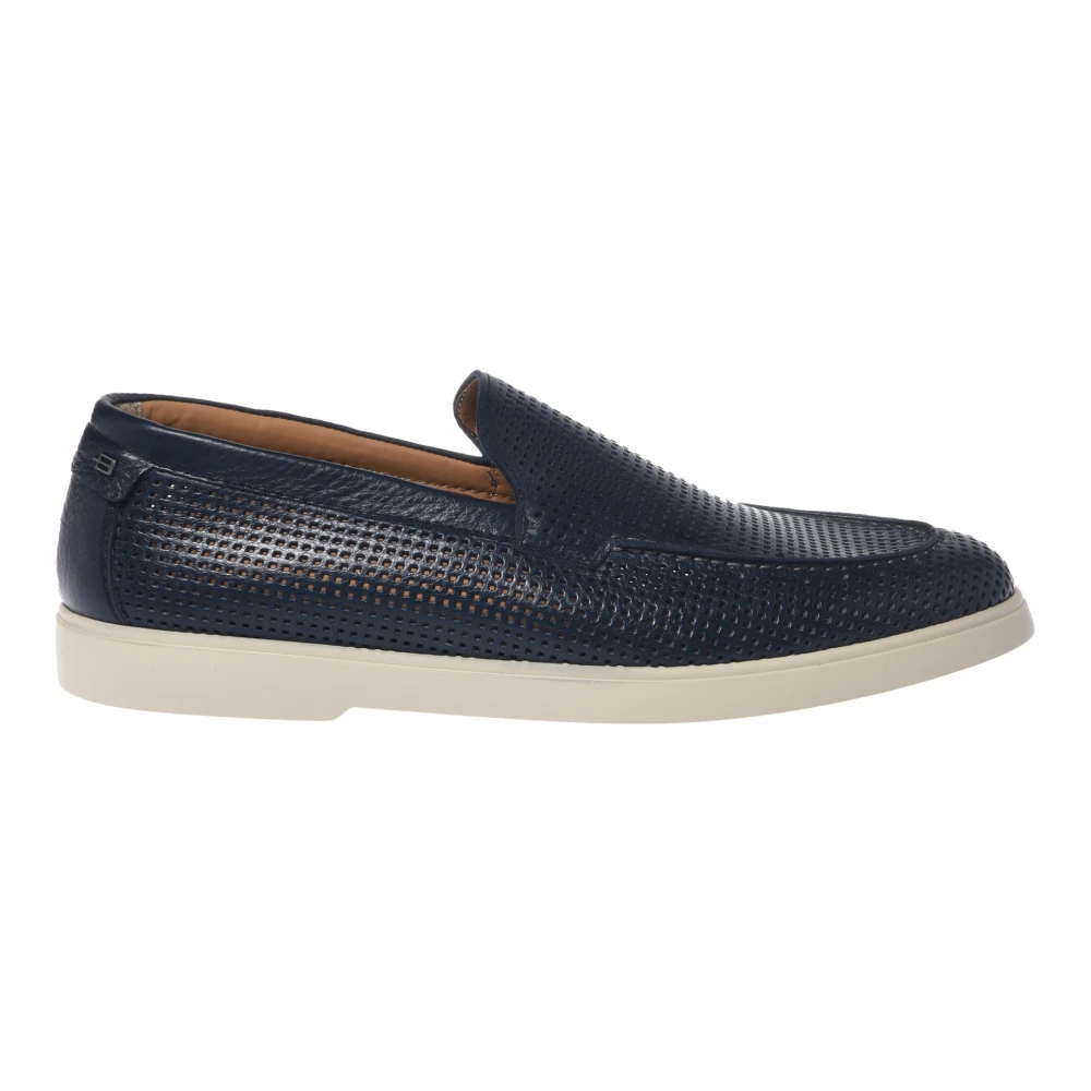 Baldinini Men's Blue Perforated Tumbled Leather Loafer - Loafers - 7 Uk - Shoes
