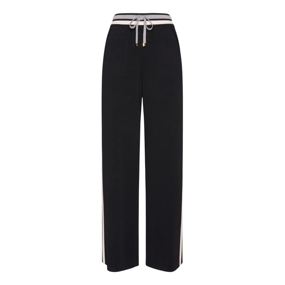 Elena Mirò Women's Black Wide Trousers, L, Pantalone