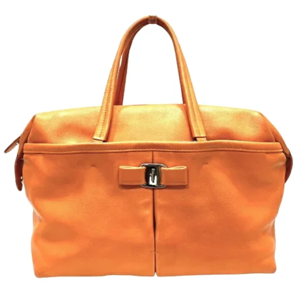 Salvatore Ferragamo Pre-owned Leather handbags Orange Dames