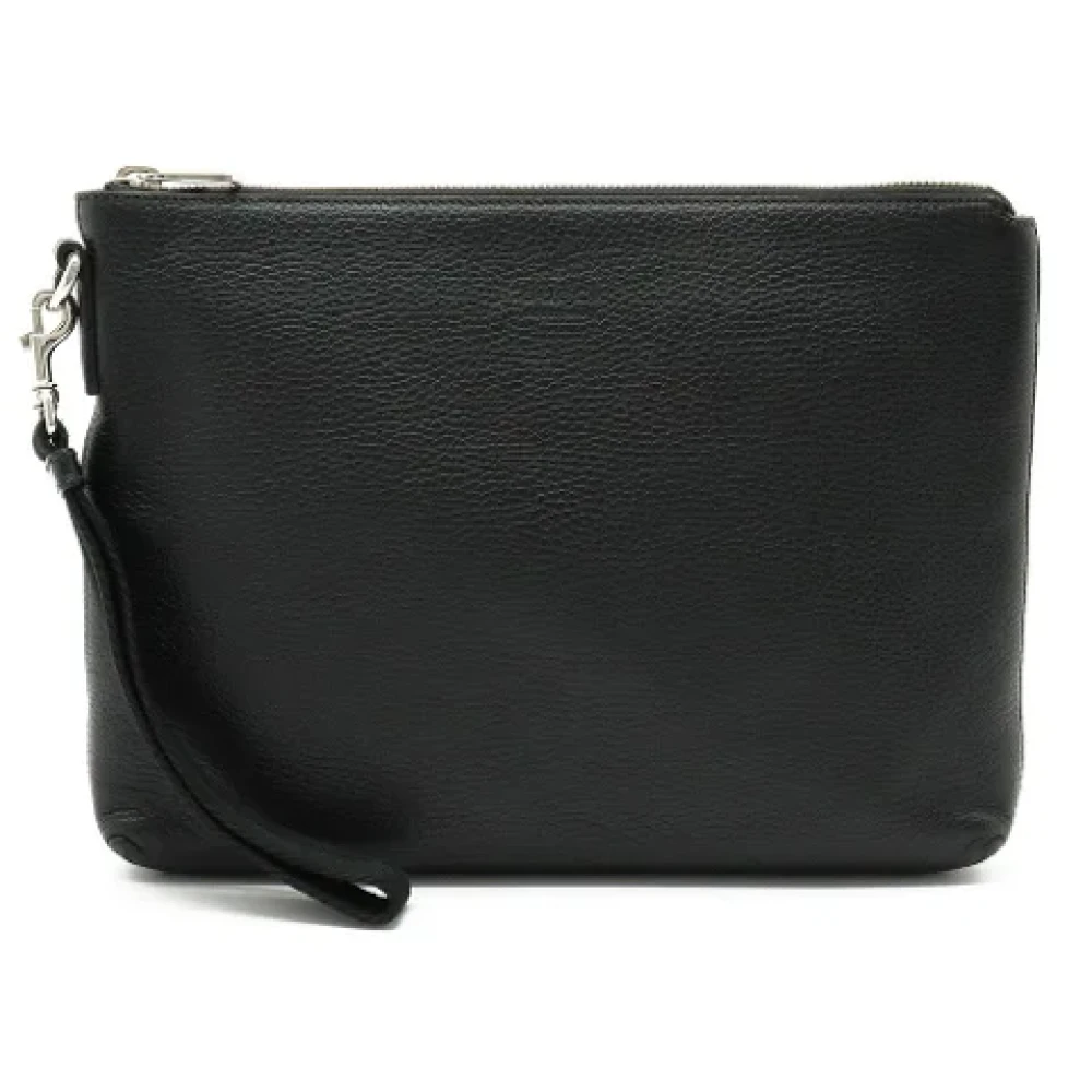 Gucci Vintage Tweedehands Zwarte Leren Gucci Clutch Black Dames