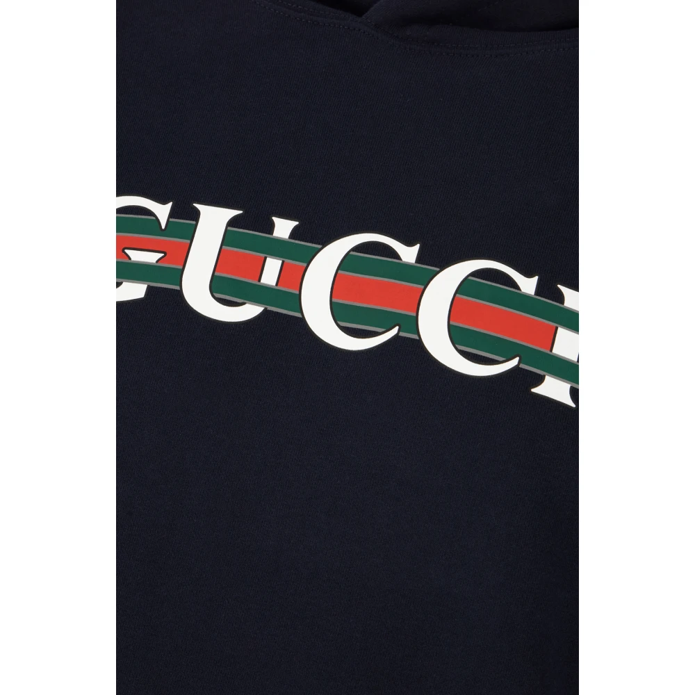 Gucci Hooded sweatshirt van bedrukte katoenen jersey Blue Heren
