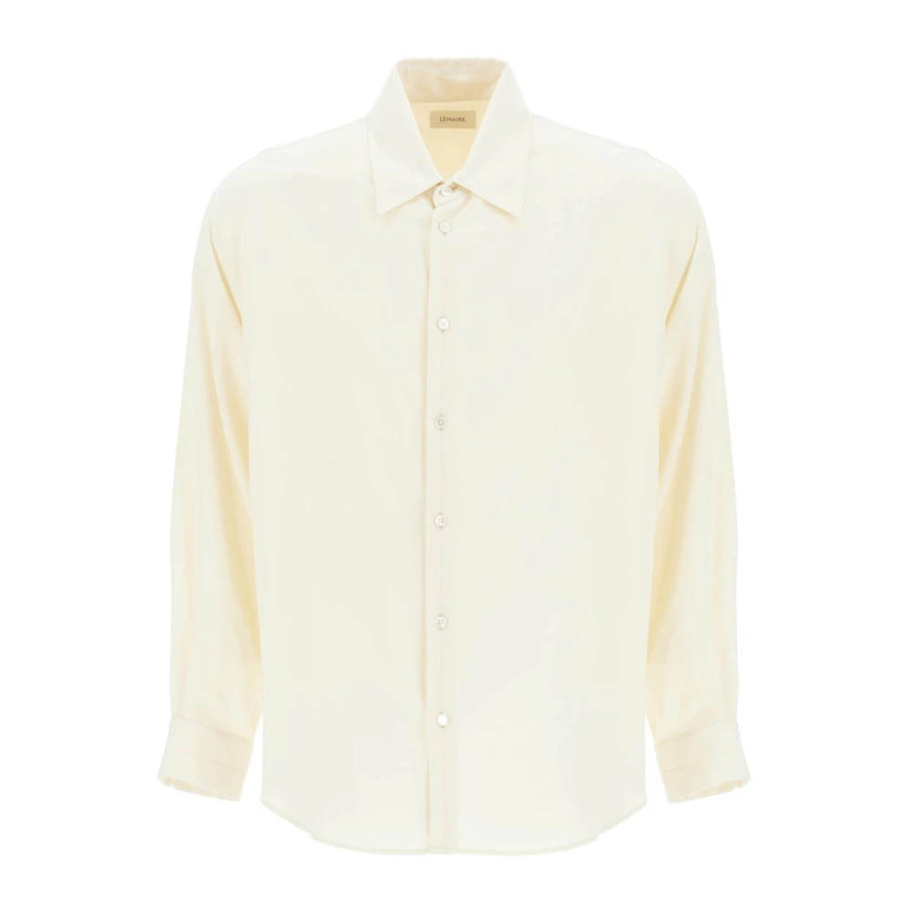 Lemaire Ruimvallend Wollen Blend Overhemd White Heren