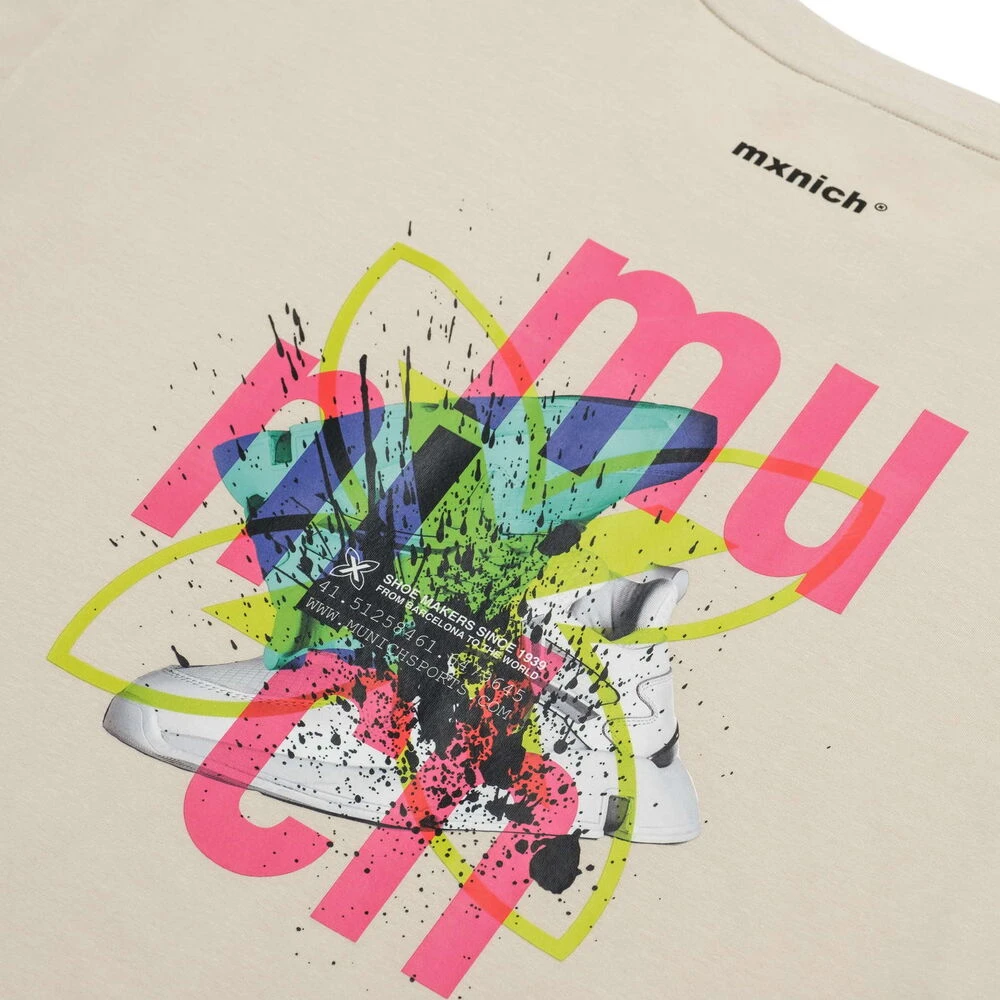 Munich Oversize Nineties Grafische T-shirt Beige Heren