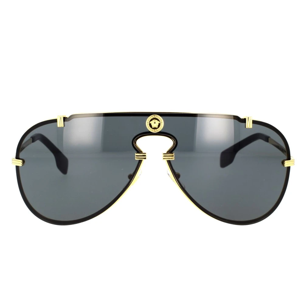 Modige Mørkegrå Solbriller med Guldramme