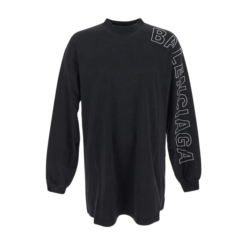 Balenciaga Logo Långärmad T-shirt Black, Herr