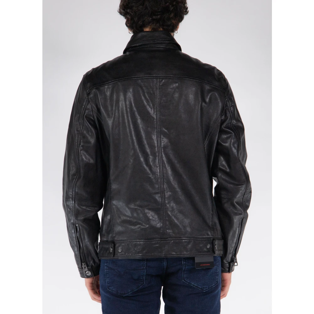 Guess Leather Jackets Black Heren