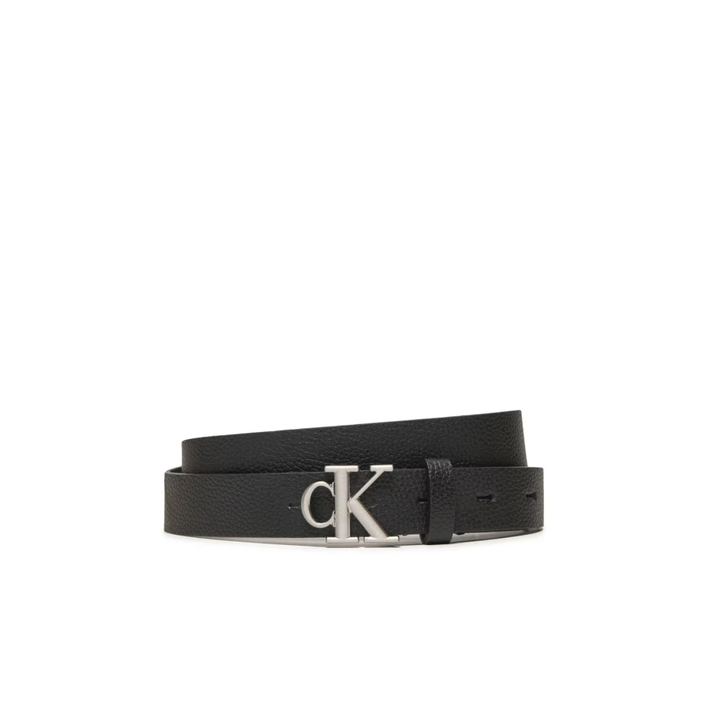 Calvin Klein Smalle leren logogordel Zwart Black Heren