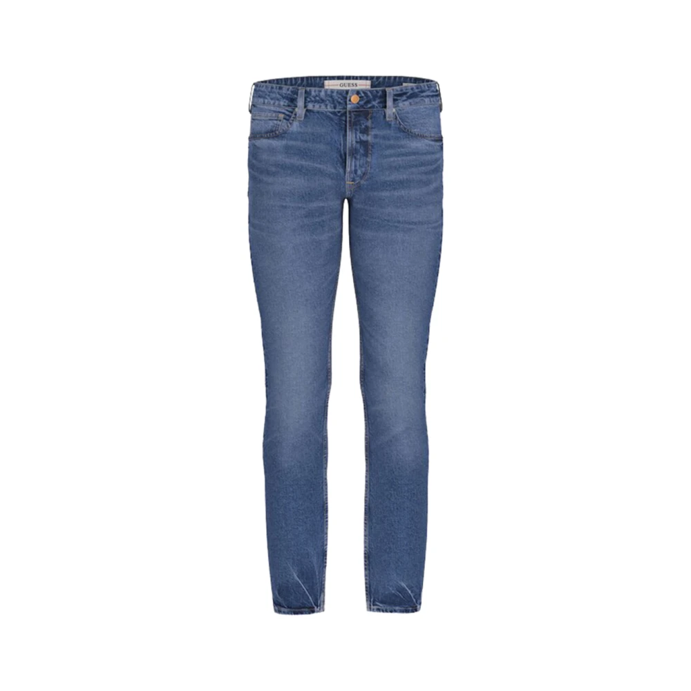 Guess Slim Fit Denim Jeans met Flared Details Blue Heren