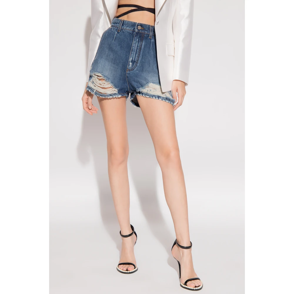 Dolce & Gabbana Hoge taille denim shorts Blue Dames