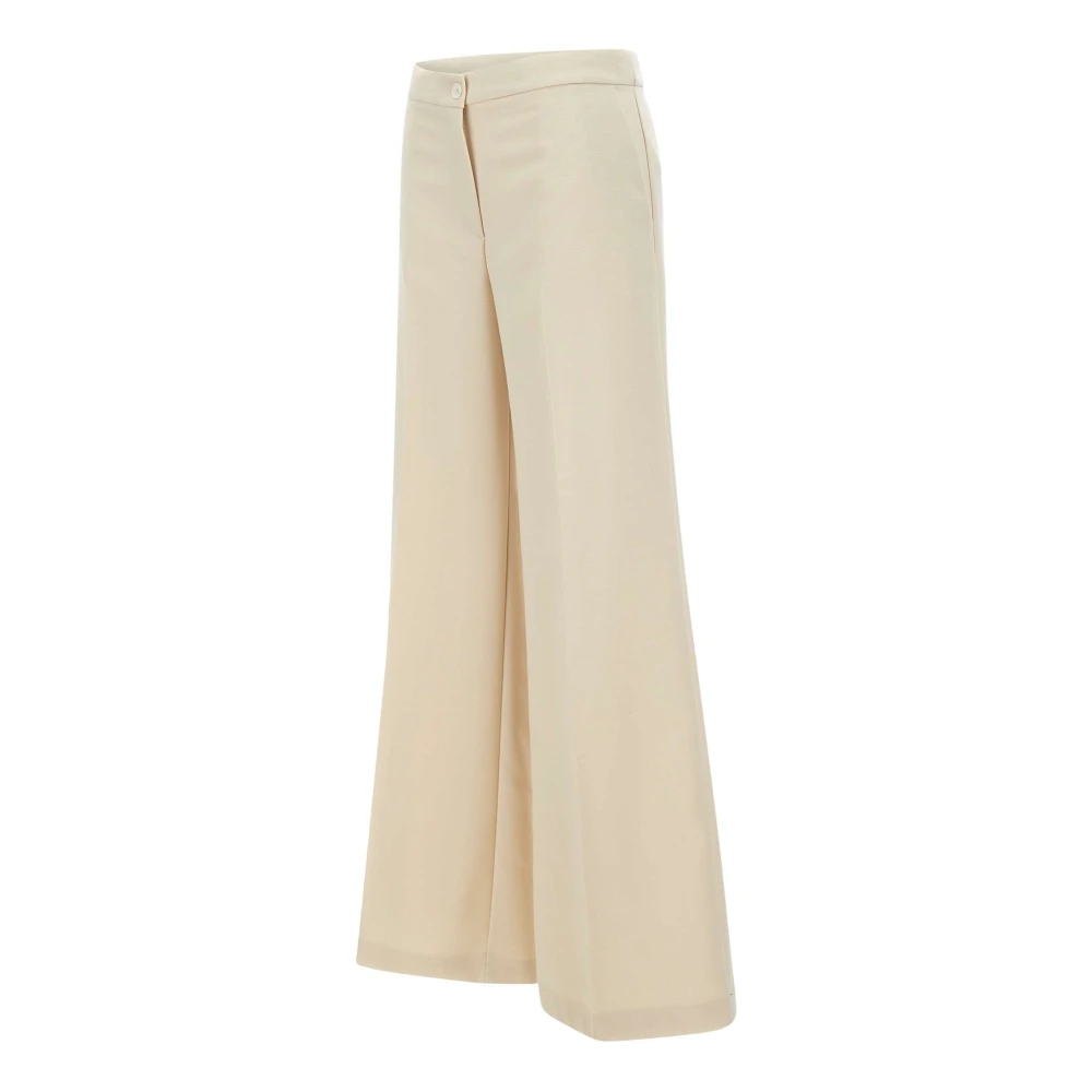 Kaos Witte Viscose Stretch Crepe Broek White Dames