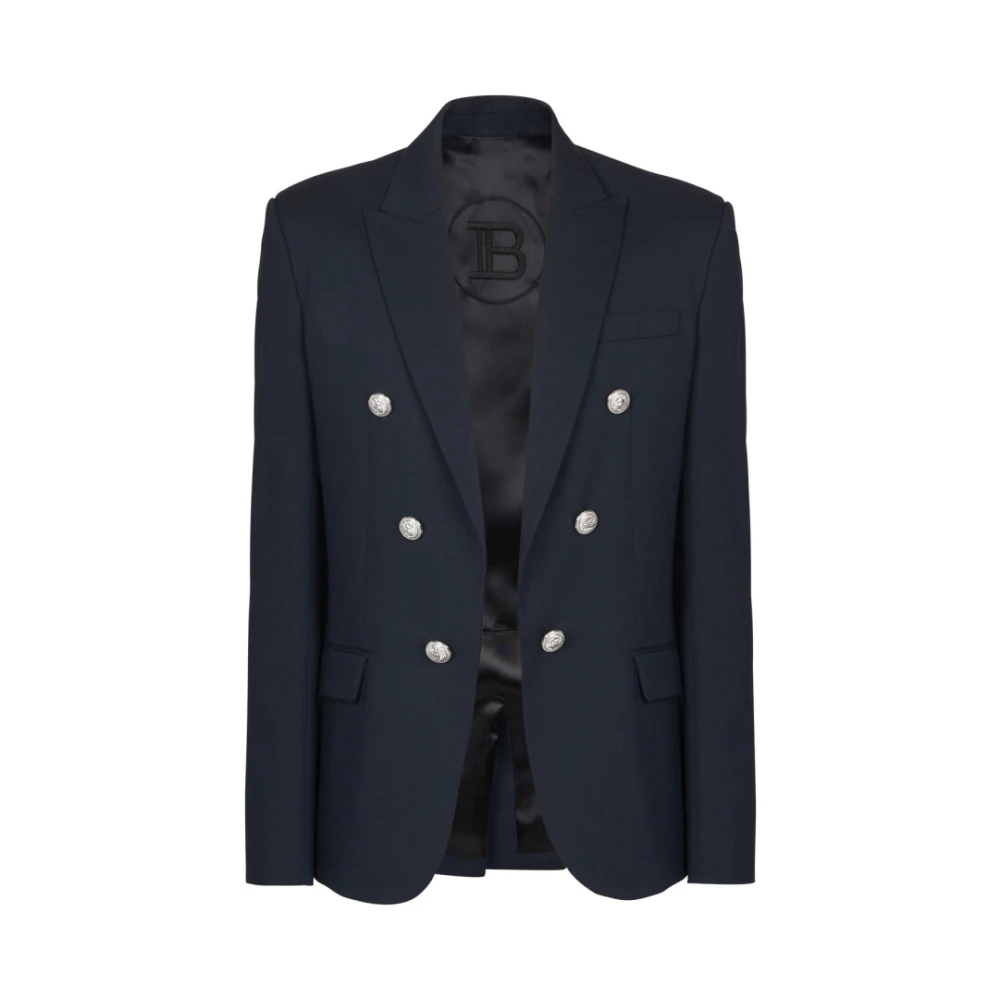 Balmain Men's Blue 6-Button Jacket - Blazers - M - Jackets