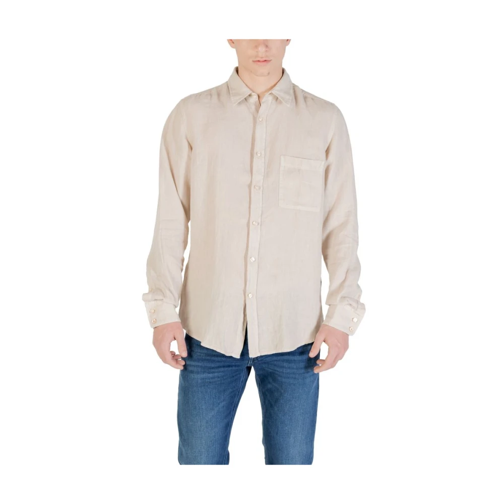 Hugo Men's Beige Casual Shirts, Xs, Linen Shirt For