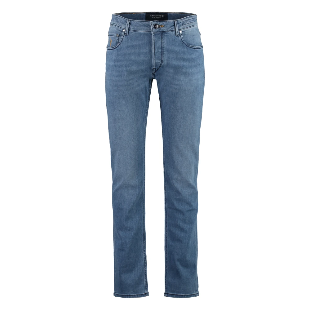 Hand Picked Slim Fit Jeans met Aangepaste Logo Klinknagels Blue Heren