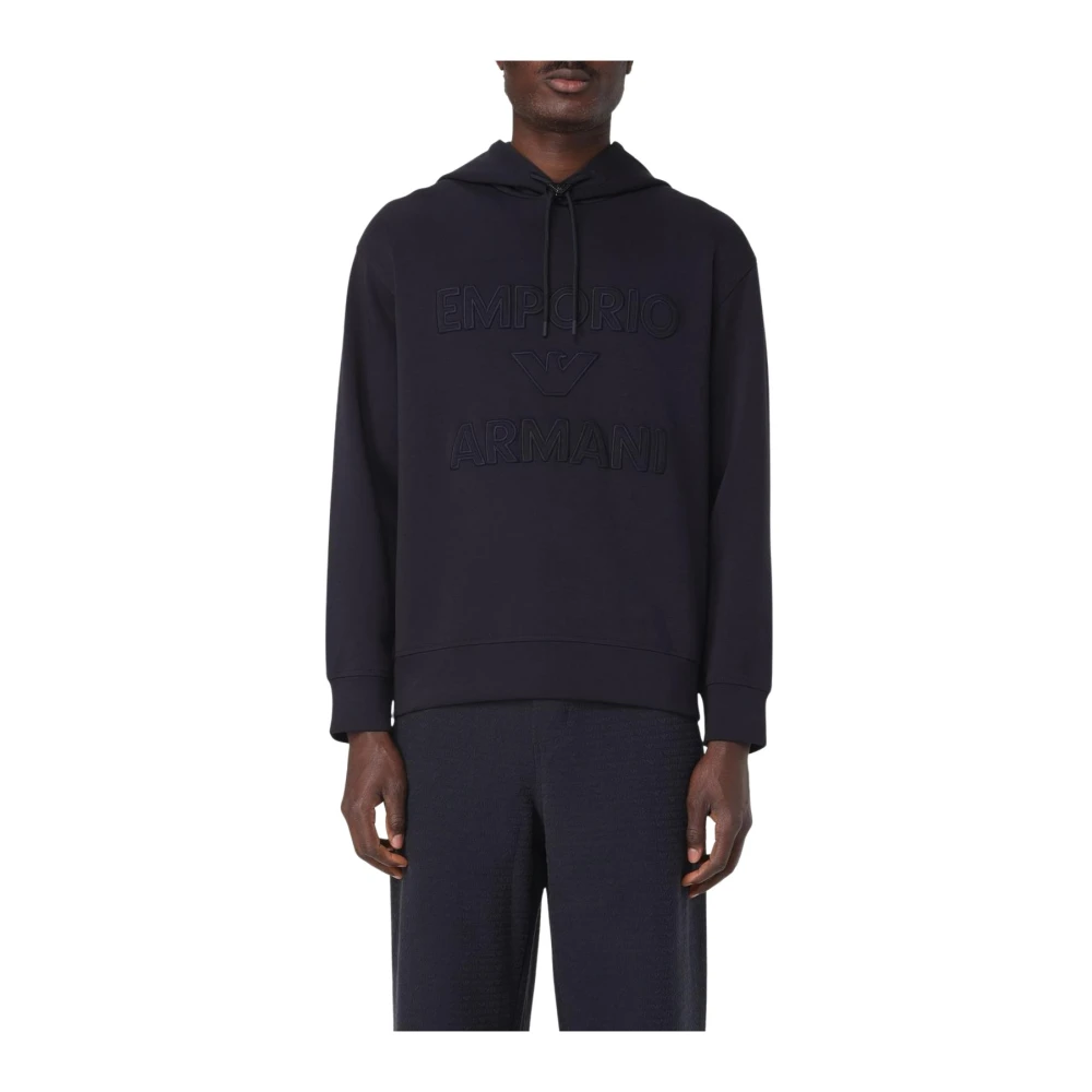 Emporio Armani Mannelijk Blauw Logo Detail Hoodie