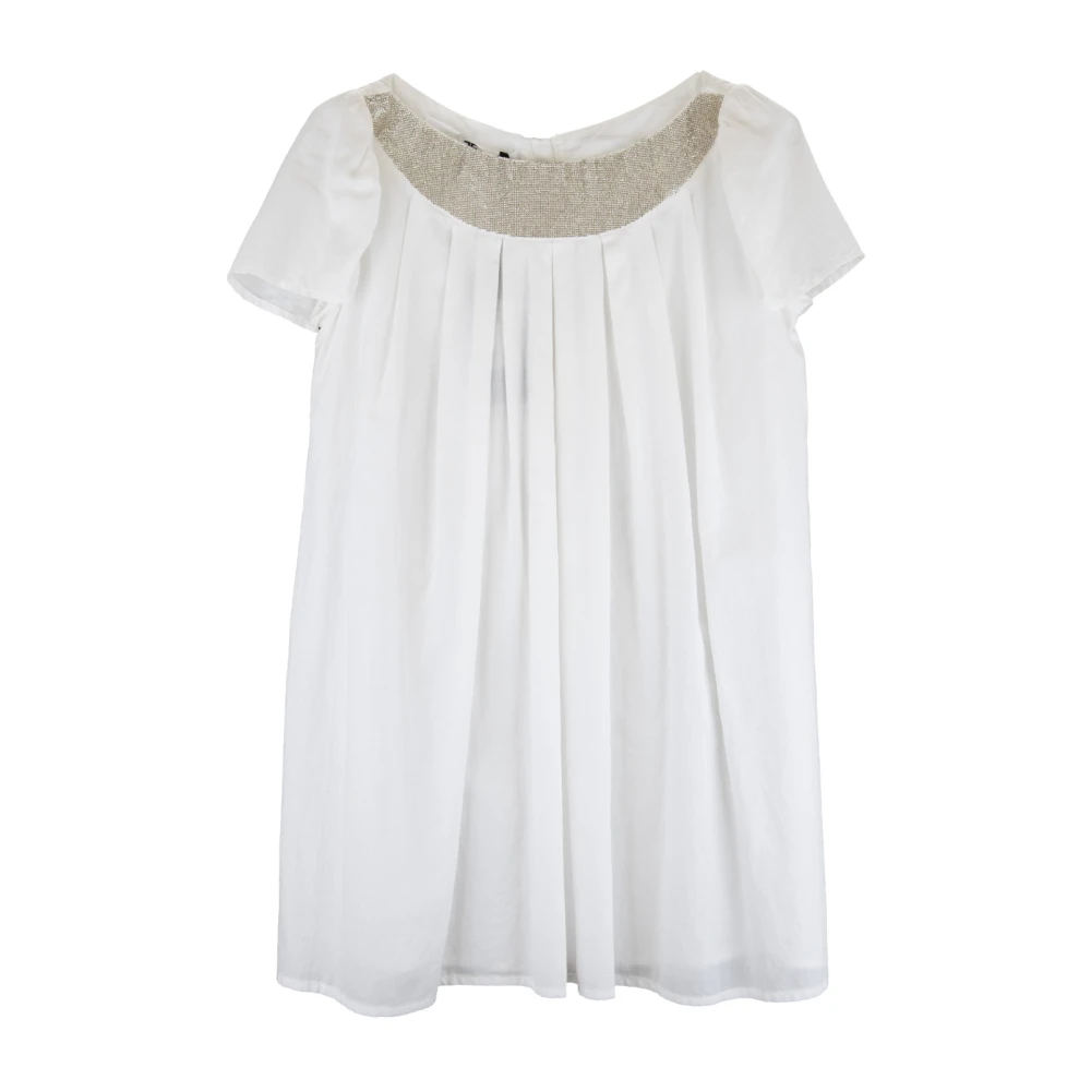 Elisabetta Franchi Korte Katoenen Jurk met Rits Haak White Dames