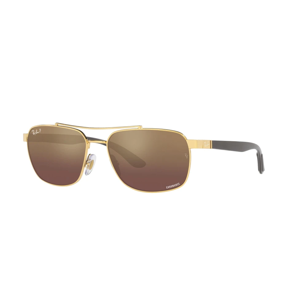 Ray-Ban Men's Yellow Polarized Sunglasses In Shiny Black/Brown Gold - Sunglasses - 59 Mm - Accessories