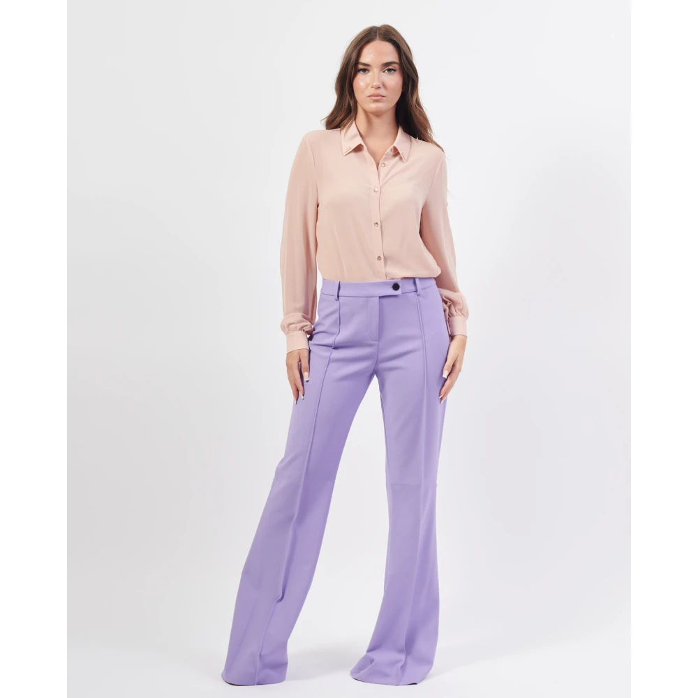Hugo Boss Paarse Wijde Pijp Broek Purple Dames