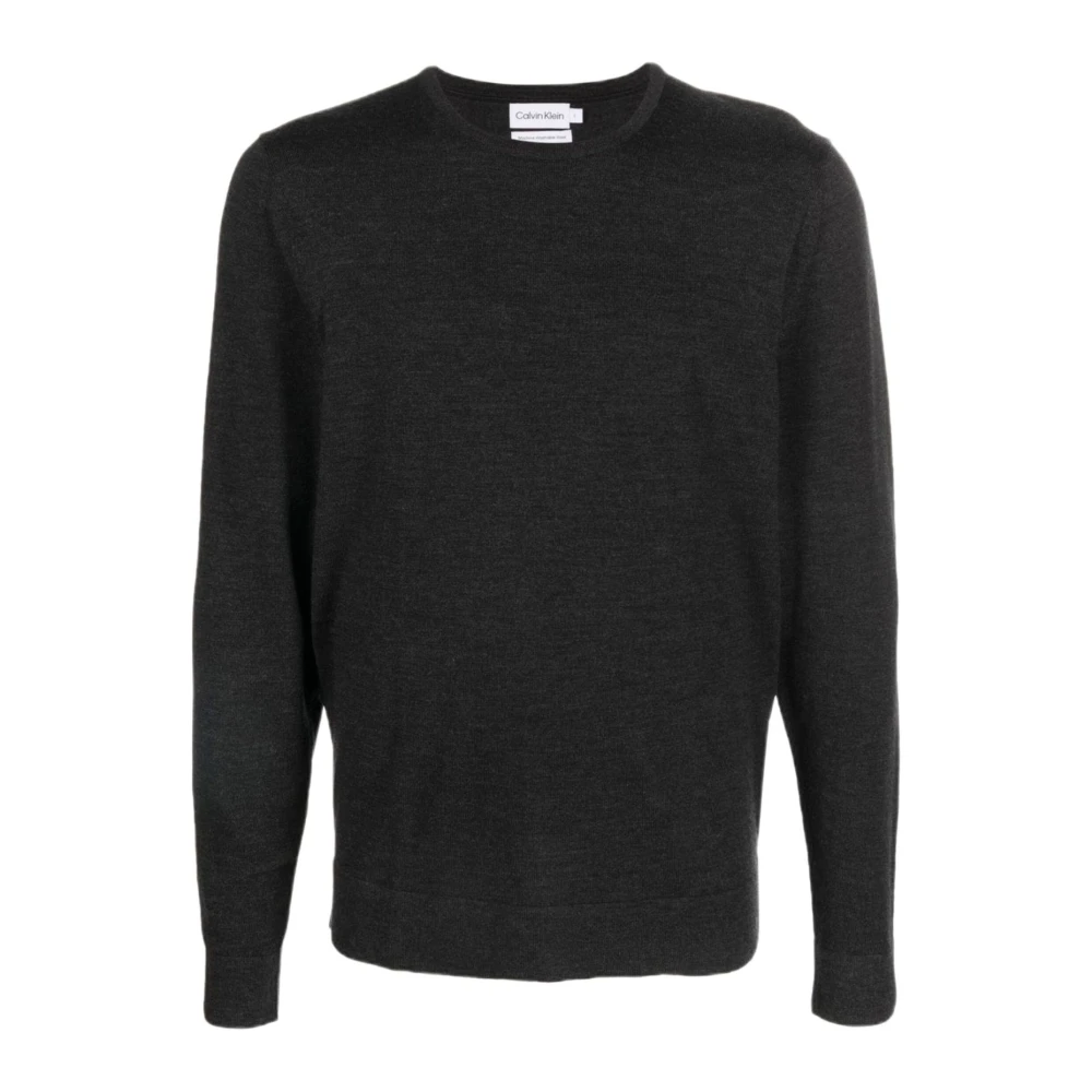Calvin Klein Superior Wool Crew Neck Sweater Gray Heren