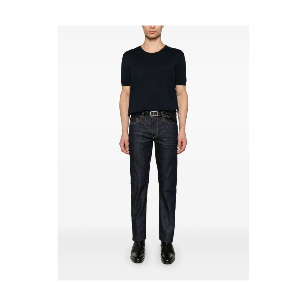 Tom Ford Navy Blue Crew Neck Sweater Blue Heren