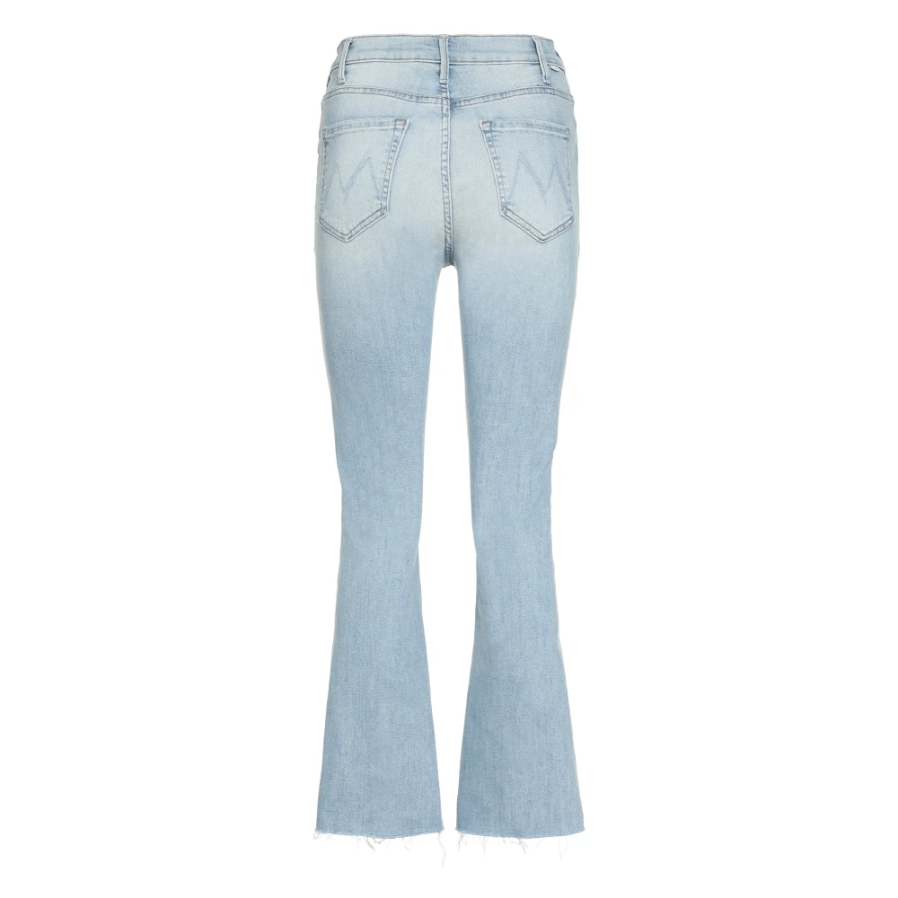 Mother Faded Denim Ankle Fray Jeans Blue Dames