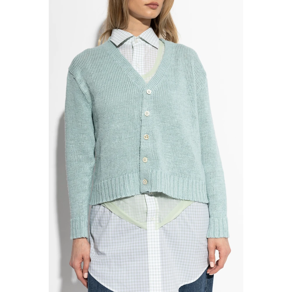 Maison Margiela Cardigan met logo Blue Dames
