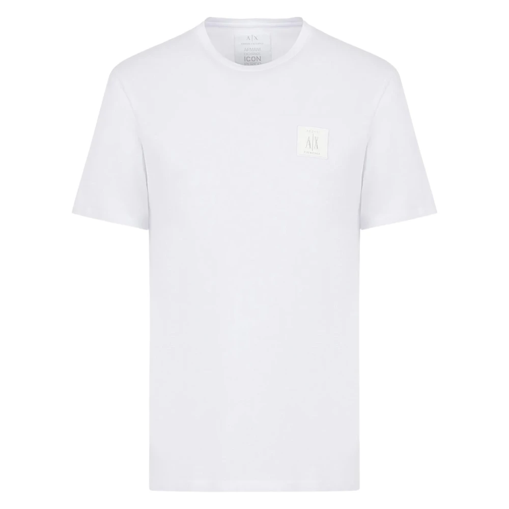 Armani Exchange Witte T-shirts en Polos met Logo Patch White Heren