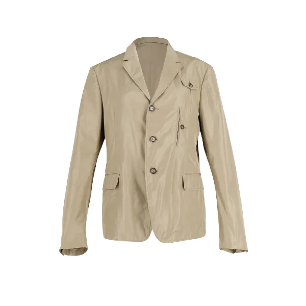 Prada Vintage Pre-owned Polyester outerwear Beige Dames