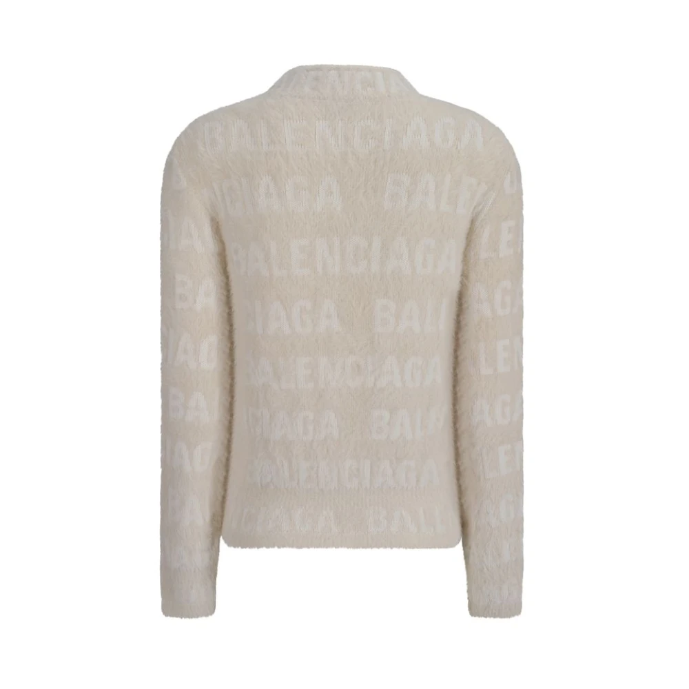 Balenciaga Jacquard Gebreide Trui Beige Dames