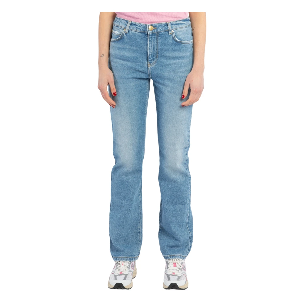 Pinko Hoge Taille Straight Jeans Blue Dames