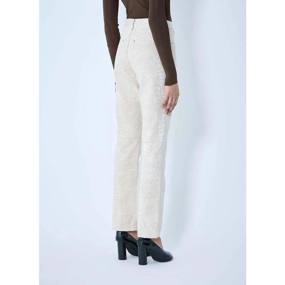 Jacquemus Krokodilreliëf Straight-Leg Jeans Beige Dames