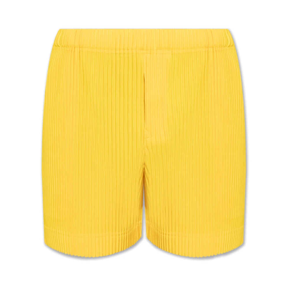 Issey Miyake Geplooide shorts Yellow Heren