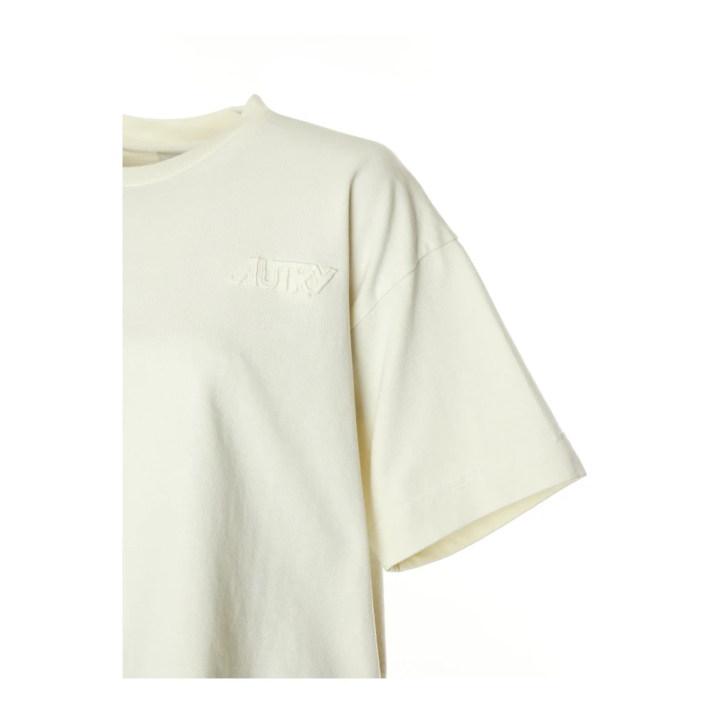 Autry Geribbelde hals Oversized T-shirt Beige Dames