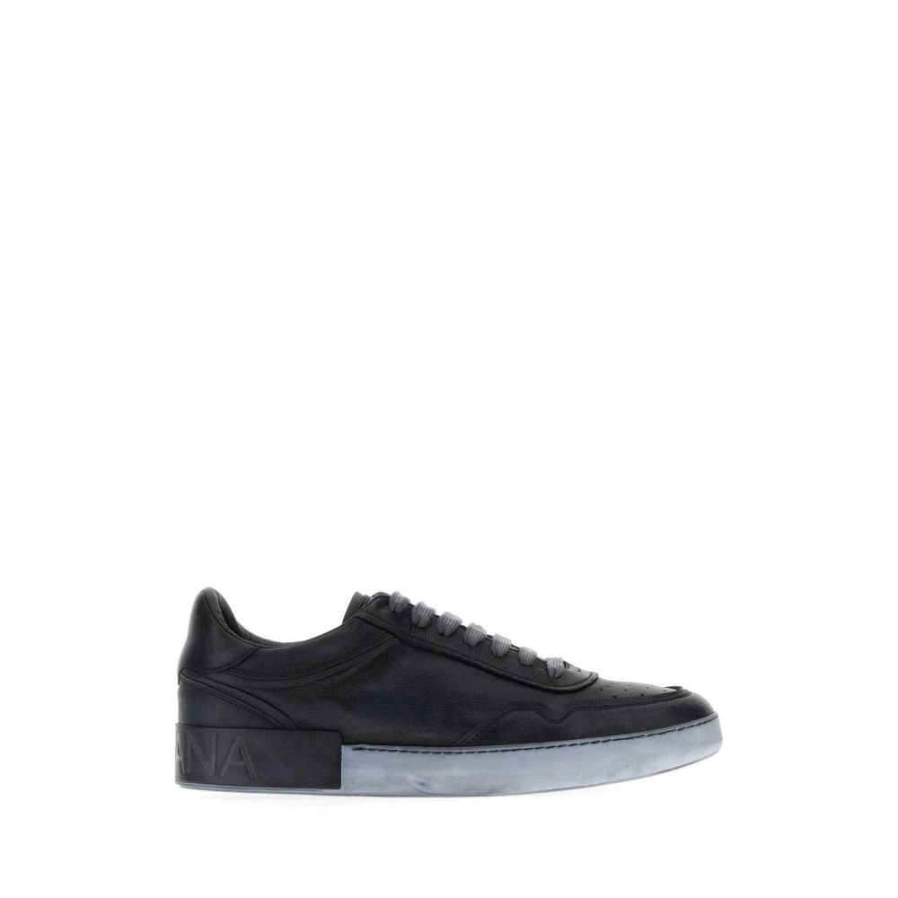 Dolce & Gabbana Lederen Low-Top Sneakers Heren Schoenen Zwart