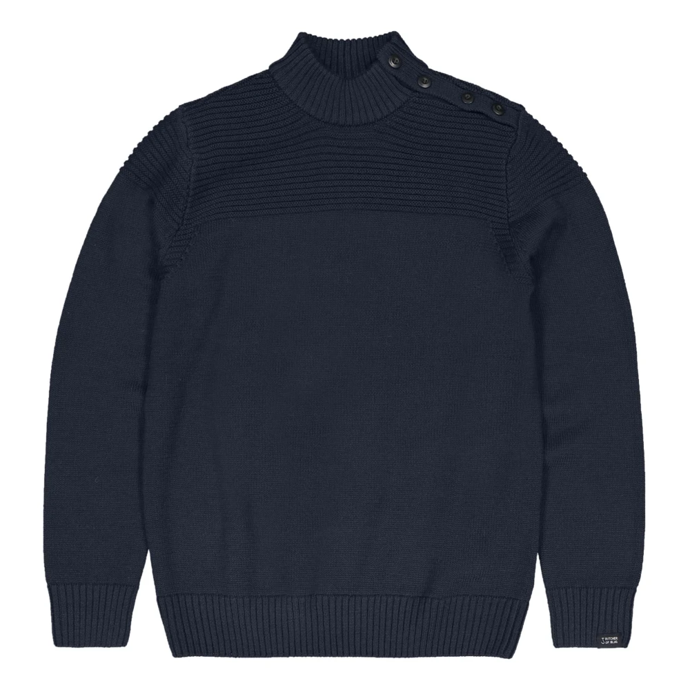 Butcher of Blue Donkerblauwe Mock Button Trui Blue Heren